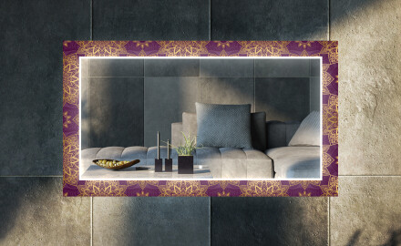 Megvilágított Dekoratív Tükör Led A Nappalihoz - Gold Mandala